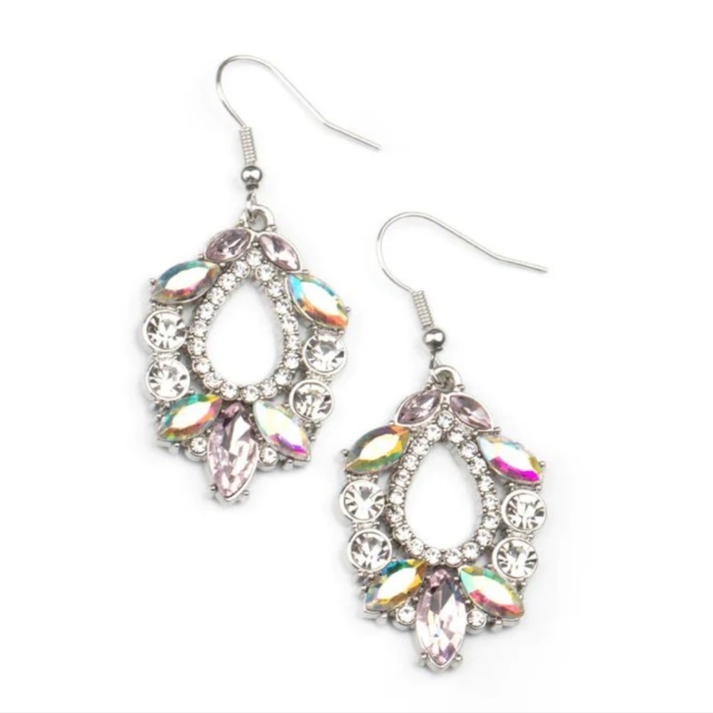 Blue Iridescent Necklace Earrings Holographic Set - Picture 14 of 17